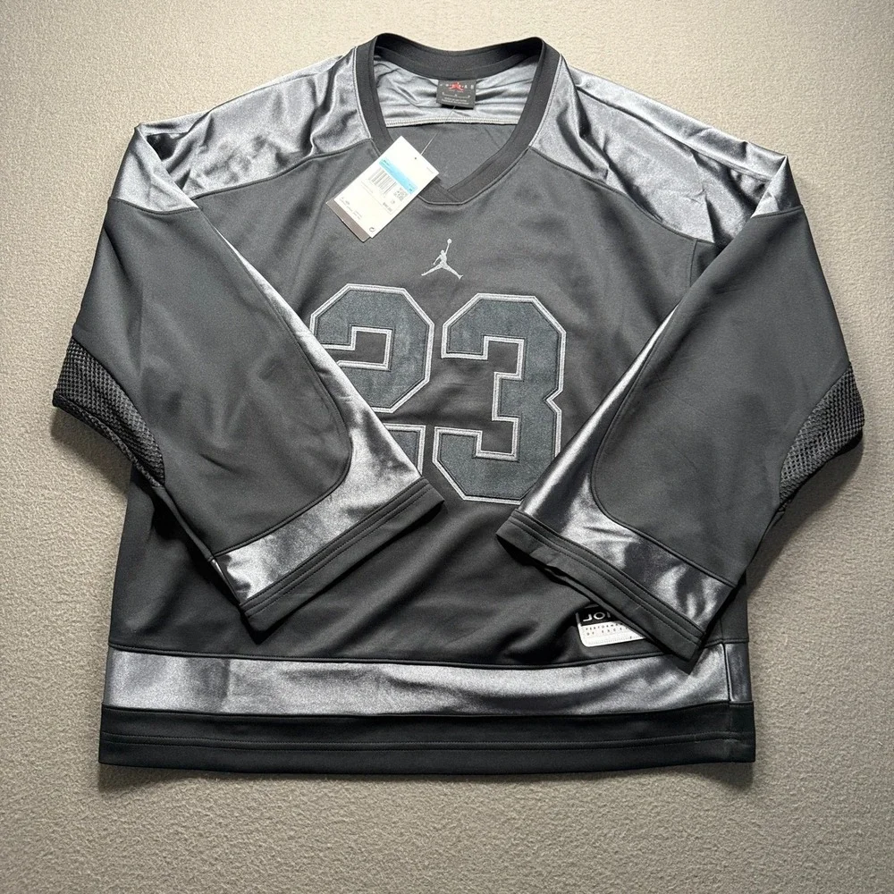 Jordan Sport DNA Hockey Jersey Mens Size Medium Black Metallic Silver HV0109-010